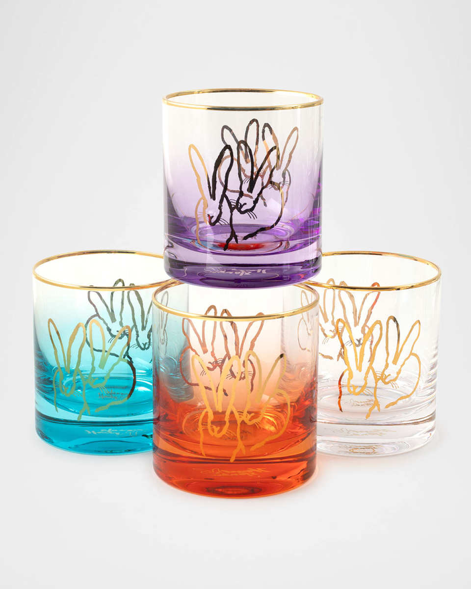 Jewel Tone Double Bunny 10 oz. Old-Fashioned Glasses, Set of 4